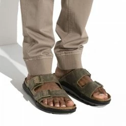 Birkenstock Men's Arizona Cross Town Oiled Leather In Faded Khaki -High Top Sales 1018463 f closeup m 1100x