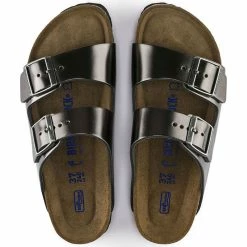 Birkenstock Women's Arizona Softbed Leather In Metallic Anthracite (Narrow Width) -High Top Sales 1 0 1000295 3 1100x