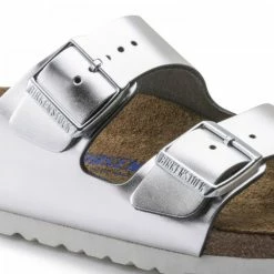 Birkenstock Women's Arizona Softbed Leather In Metallic Silver (Narrow Width) -High Top Sales 1 0 1005961 detail 1 1100x