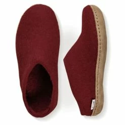 Glerups Open Heel Leather Sole In Red -High Top Sales GL SLIP LE RED 1033 3 1100x