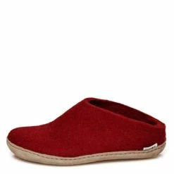 Glerups Open Heel Leather Sole In Red -High Top Sales GL SLIP LE RED 1033 4 1100x