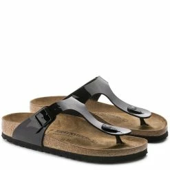 Birkenstock Gizeh Birko-Flor Patent In Black -High Top Sales b i birkenstock birko flor patent black 43663 3 1100x