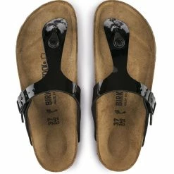 Birkenstock Gizeh Birko-Flor Patent In Black -High Top Sales b i birkenstock birko flor patent black 43663 4 1100x