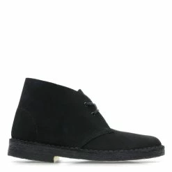 Clarks Women's Desert Boot In Black Suede