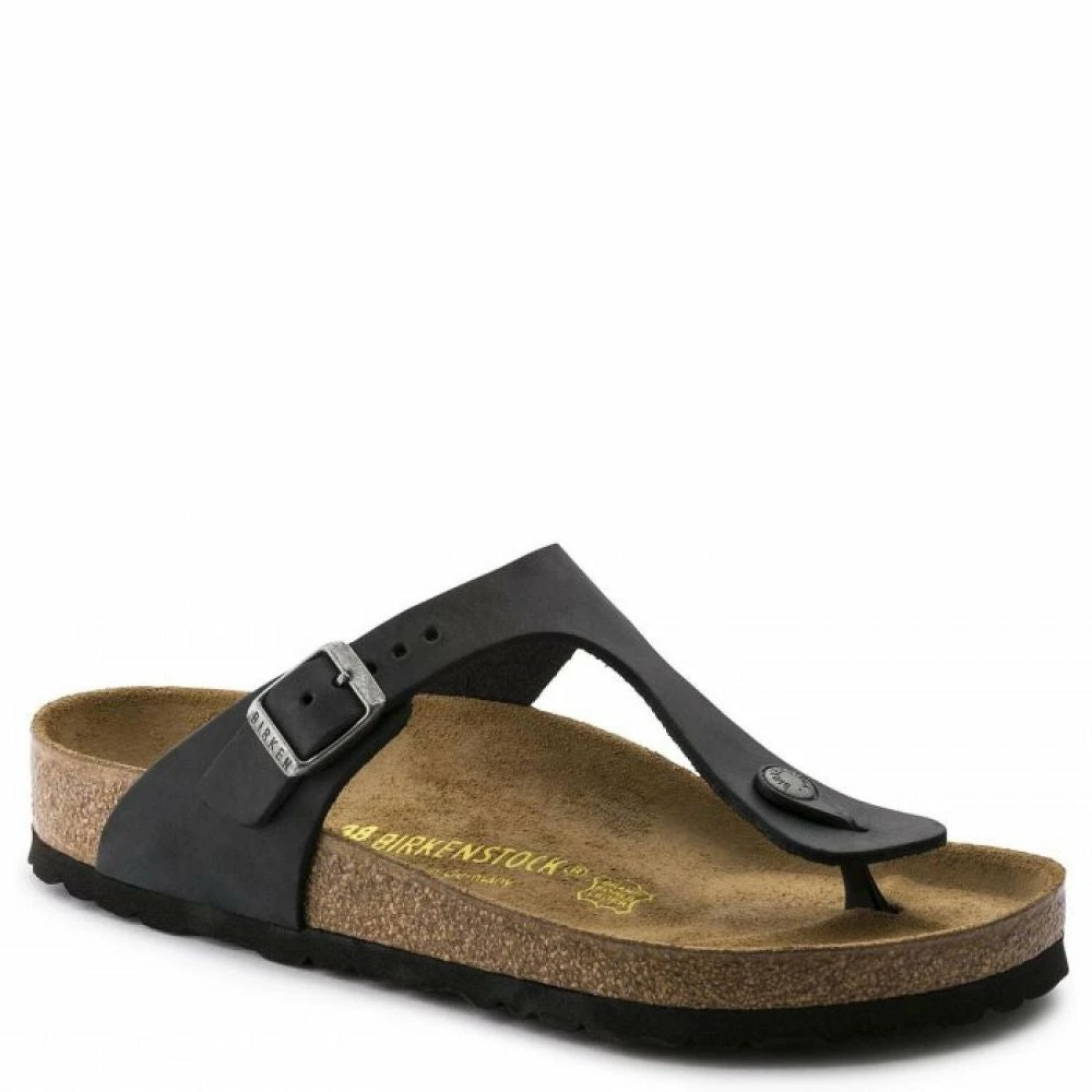Birkenstock Women's Gizeh Oiled Leather In Black 7 Birkenstock Women's Gizeh Oiled Leather In Black - Image 5