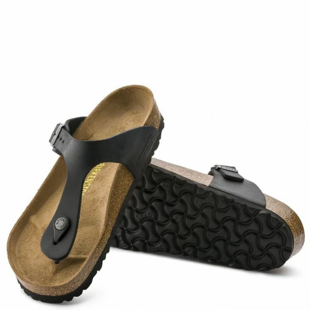 Birkenstock Women's Gizeh Oiled Leather In Black 6 Birkenstock Women's Gizeh Oiled Leather In Black - Image 4