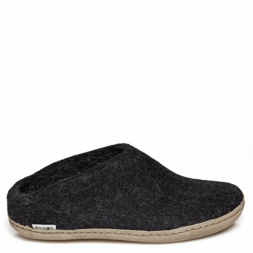 Glerups Open Heel Leather Sole In Charcoal 3 Glerups Open Heel Leather Sole In Charcoal