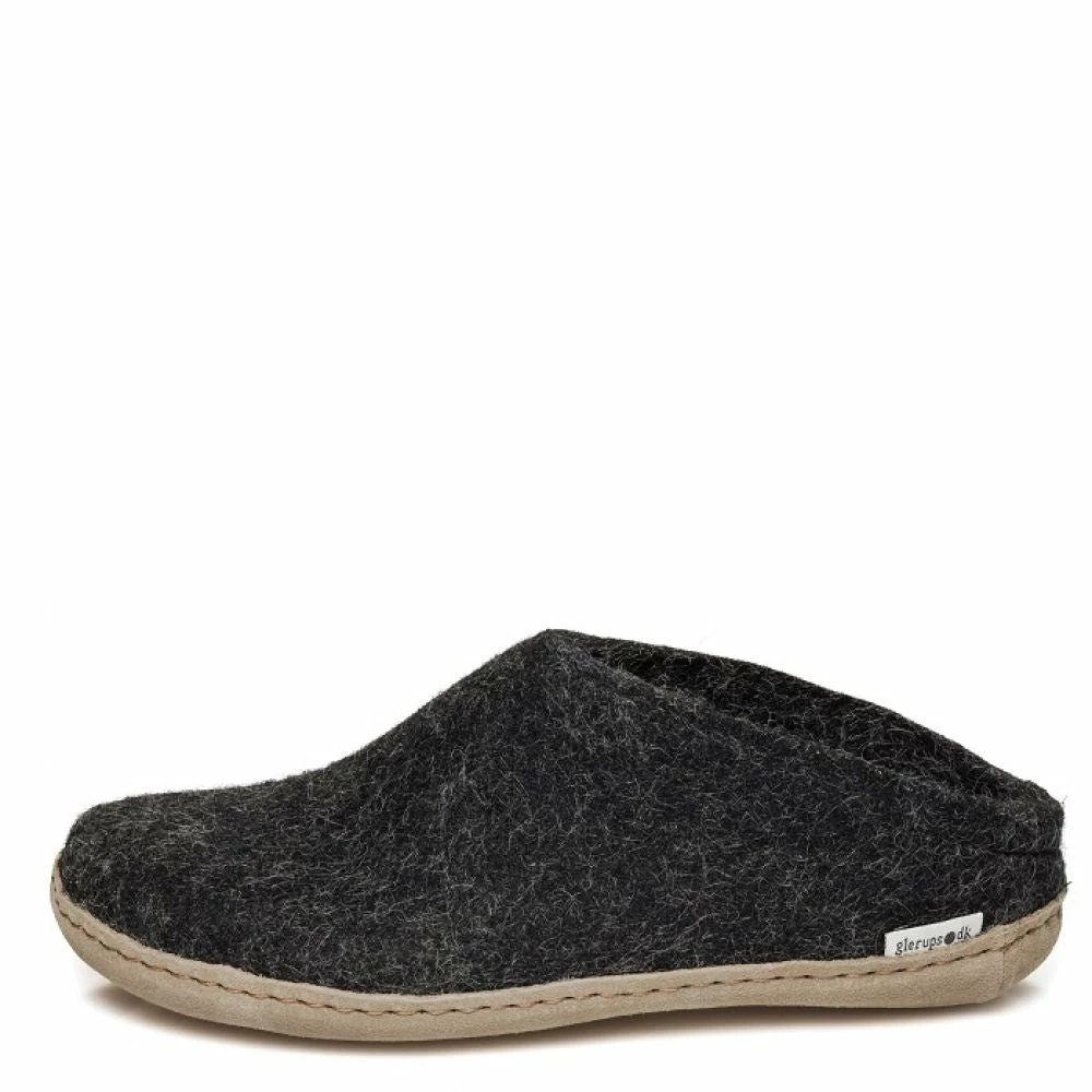 Glerups Open Heel Leather Sole In Charcoal 5 Glerups Open Heel Leather Sole In Charcoal - Image 3