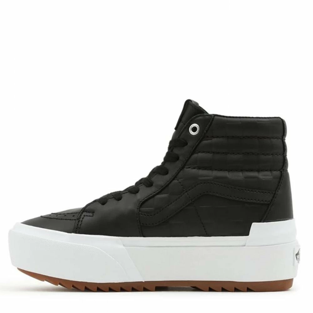 Vans Women's Emboss Check Sk8-Hi Stacked In Black/True White 6 Vans Women's Emboss Check Sk8-Hi Stacked In Black/True White - Image 4