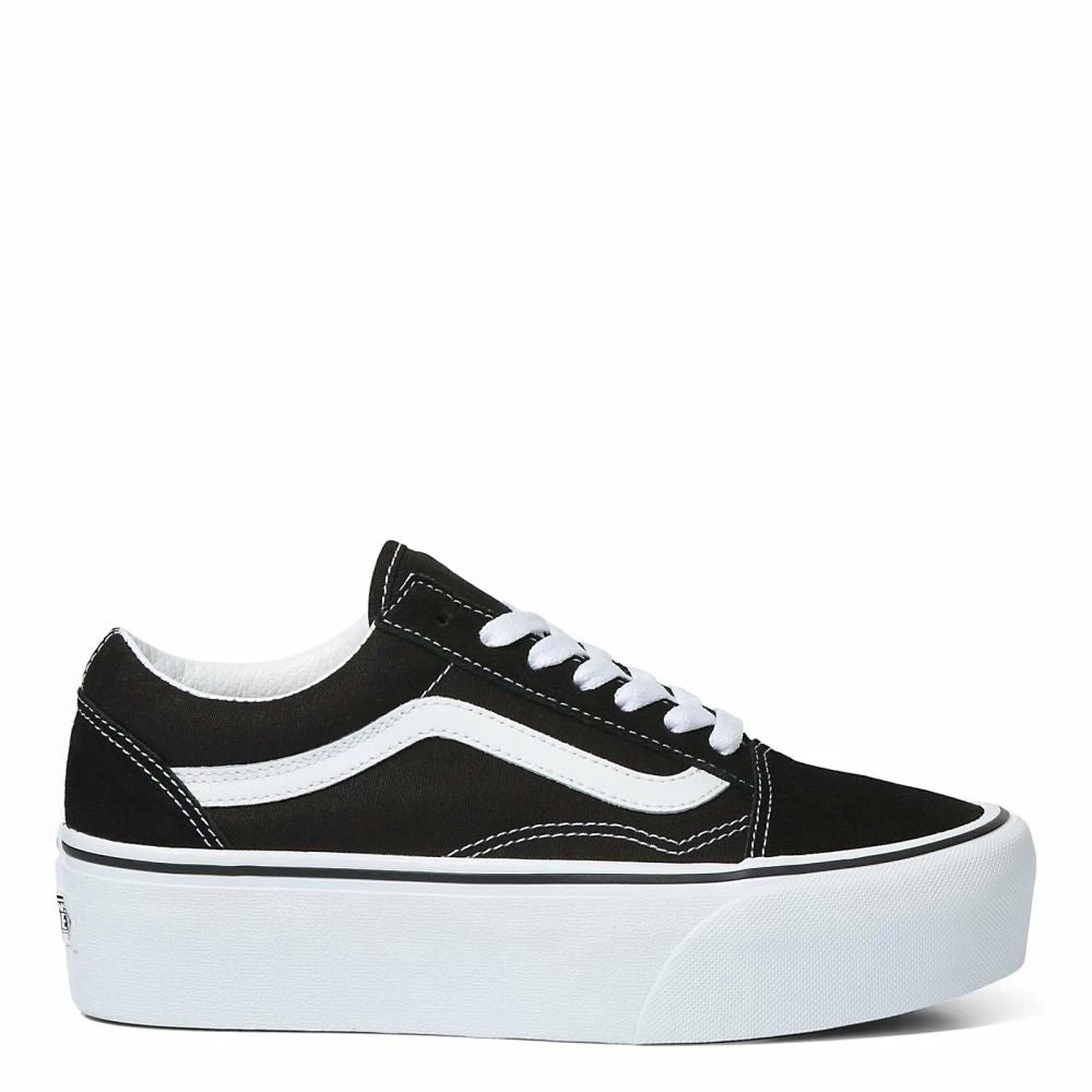 Vans Women's Old Skool Stackform In Suede/Canvas Black/True White 3 Vans Women's Old Skool Stackform In Suede/Canvas Black/True White
